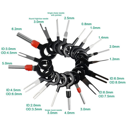 Kit Herramienta Extracción Terminales Enchufe Automotriz (Extractor Pines Conector Cable Eléctrico) para Reparación Autos