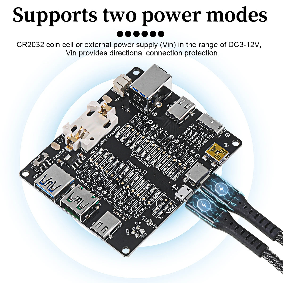 Tester Placa Prueba Cables USB (Tipo-C/B/Micro) Detección Cortocircuito/Anomalía para iOS/Android