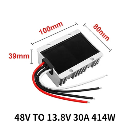 Reductor Voltaje DC-DC 36V/48V a 12V 10A/20A/30A Step-Down Buck Impermeable con Fusible (CE/RoHS) para Golf Cart