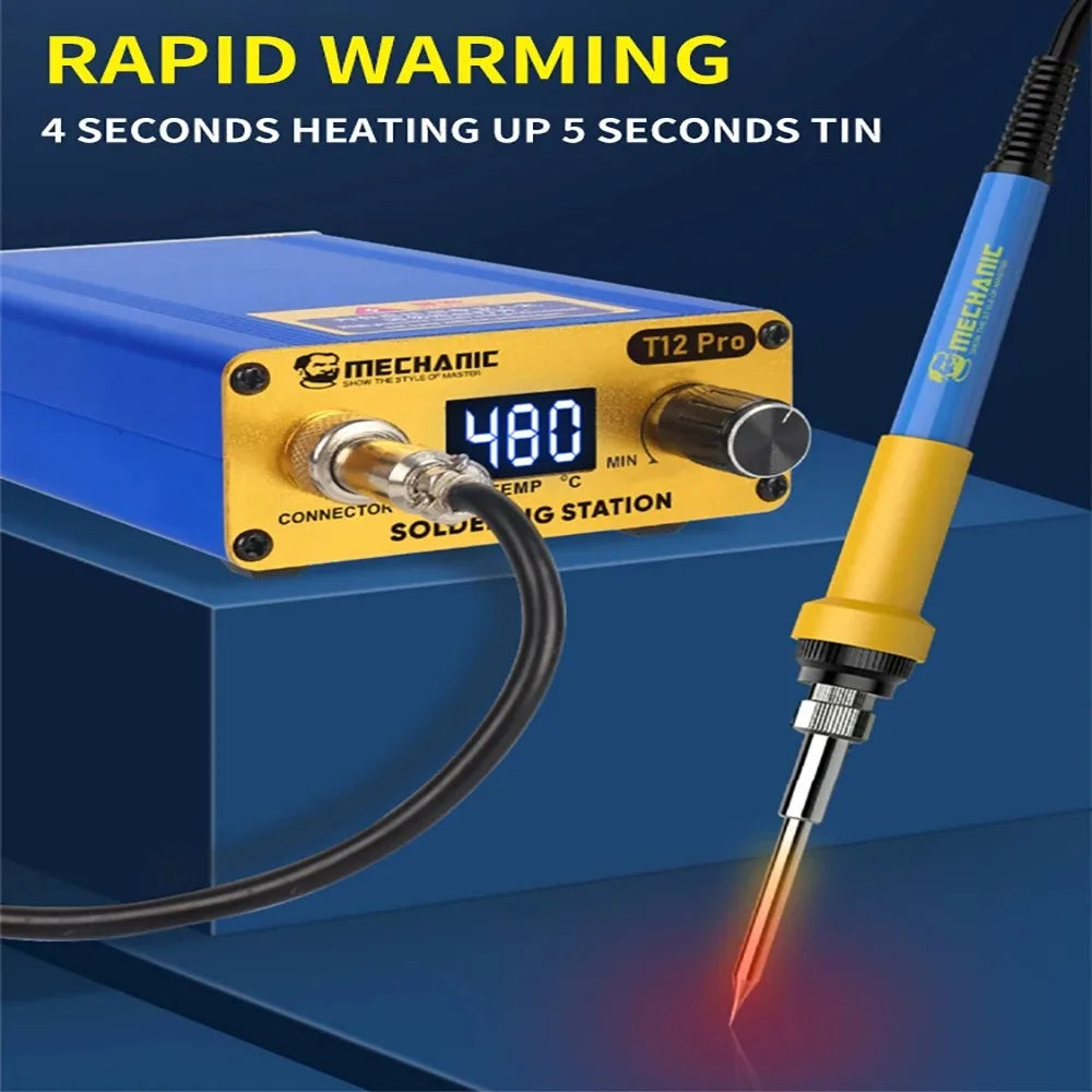 MECHANIC T12 Pro LED Digital Display Soldering Station Electric Soldering Iron Fast Heating Intelligent Anti-Static Thermostat