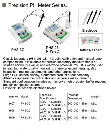 Medidor de pH de Sobremesa PHS-3C para Laboratorio - Tester Digital Calidad Agua Alta Precisión