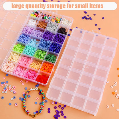 Caja Organizadora Plástico Transparente con Divisores Ajustables para Cuentas/Artesanía/Joyería/Pesca/Piezas