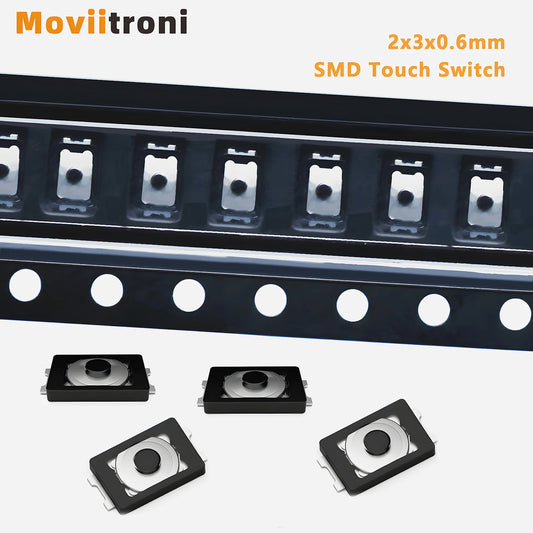 Micro Switch Táctil SMD (2x3x0.6mm, 4 Pines) Botón Pulsador Película Delgada (10/50/100/200 Unidades)