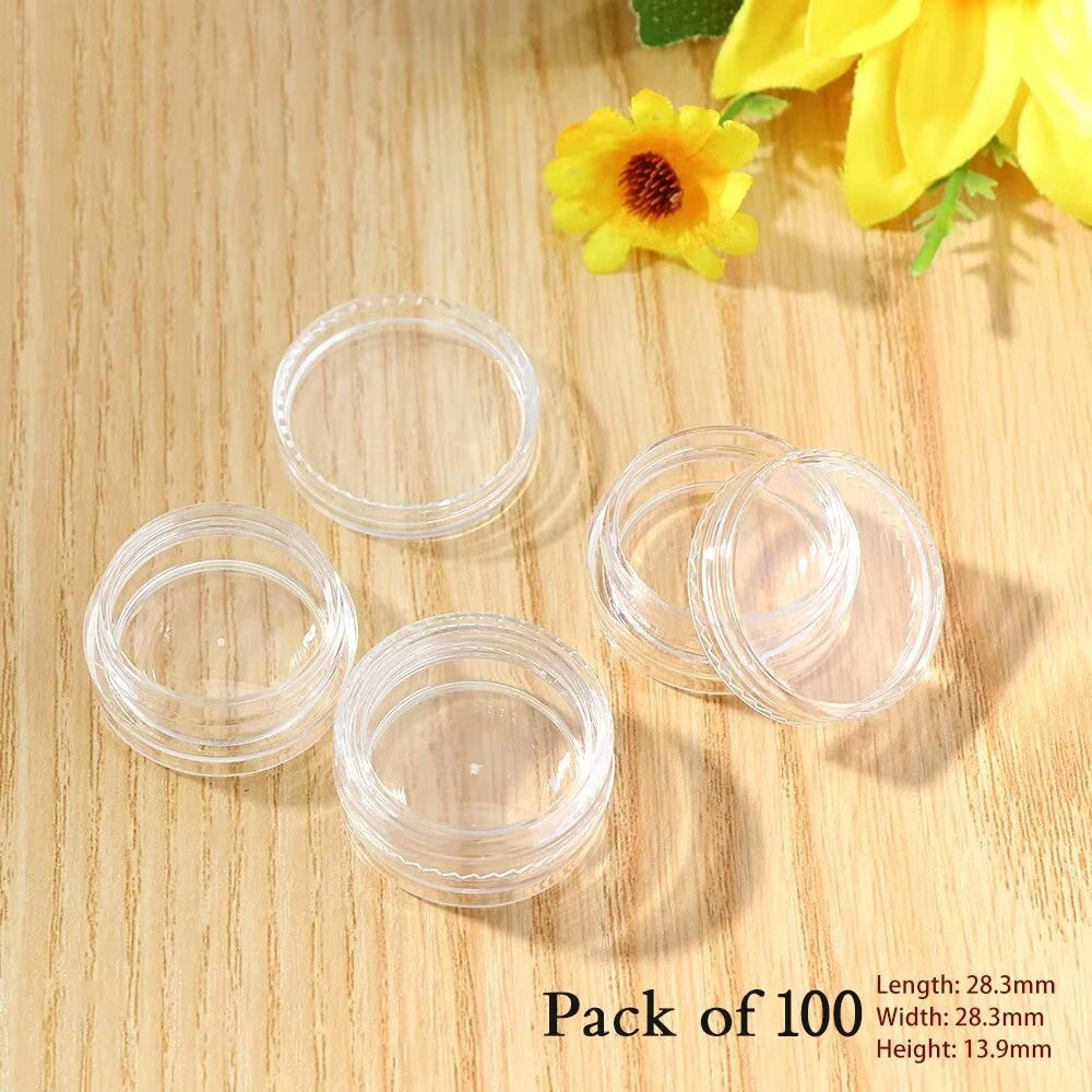 Caja Almacenamiento Plástico Transparente Redonda Pequeña para Joyería/Cuentas/Maquillaje (Set 50 Unidades)