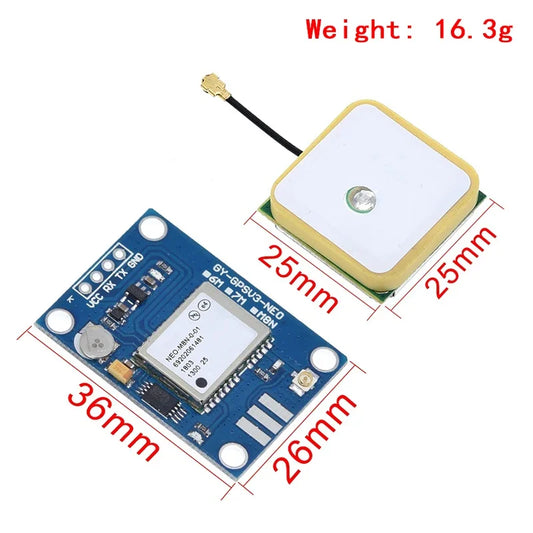 Módulo GPS GY-NEO6MV2 (NEO-6M) con Antena Grande y EEPROM para Control Vuelo MWC/APM2.5 Arduino