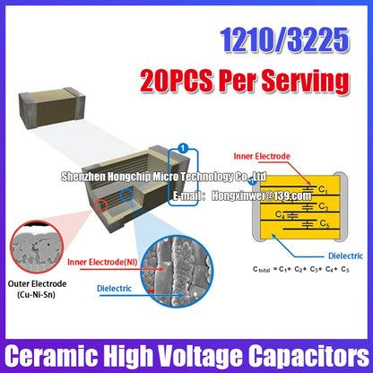 Capacitor Cerámico Alto Voltaje SMD 1210 (22uF 226K, 63V/100V, X7R 10%) MLCC No Polar - Pack 20 Unidades