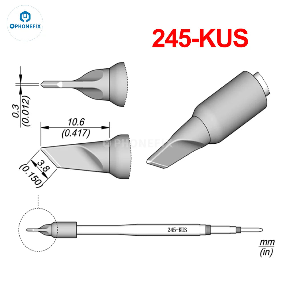 Puntas Cautín Soldador PHONEFIX Serie C245/C470 para Estación JBC / Mango Universal T245/T470 (Reparación PCB/IC)