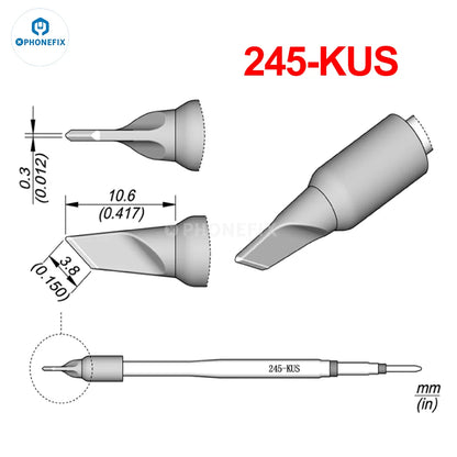 Puntas Cautín Soldador PHONEFIX Serie C245/C470 para Estación JBC / Mango Universal T245/T470 (Reparación PCB/IC)