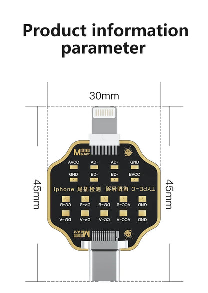Placa PCB Test Micro USB / Tipo-C - Tester Flex Carga Dock para iPhone (U2) / Android