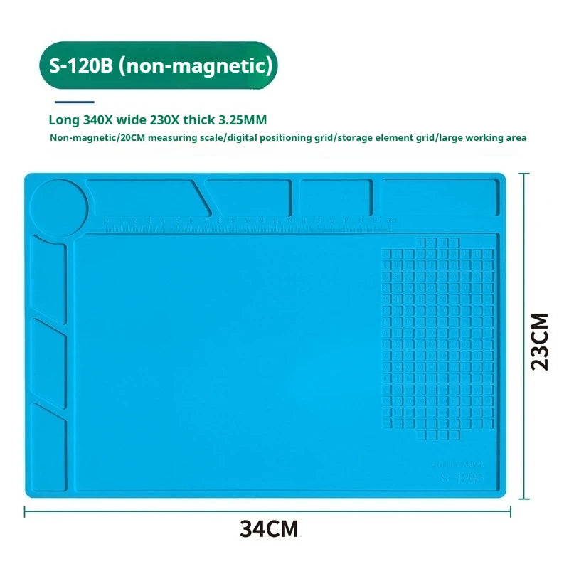 Alfombrilla Silicona Multifuncional Gruesa Magnética Antiestática Resistente Temperatura para Reparación Electrónica/Placa Base IC