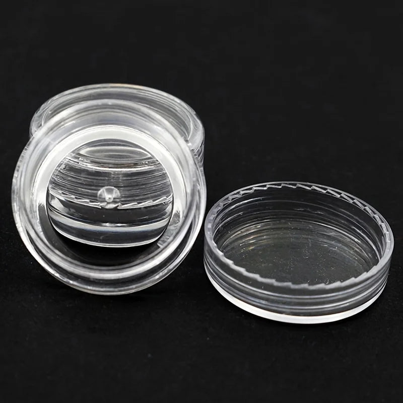 Caja Almacenamiento Plástico Transparente Redonda Pequeña para Joyería/Cuentas/Maquillaje (Set 50 Unidades)