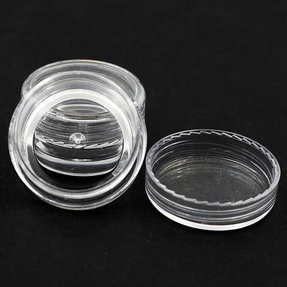 Caja Almacenamiento Plástico Transparente Redonda Pequeña para Joyería/Cuentas/Maquillaje (Set 50 Unidades)