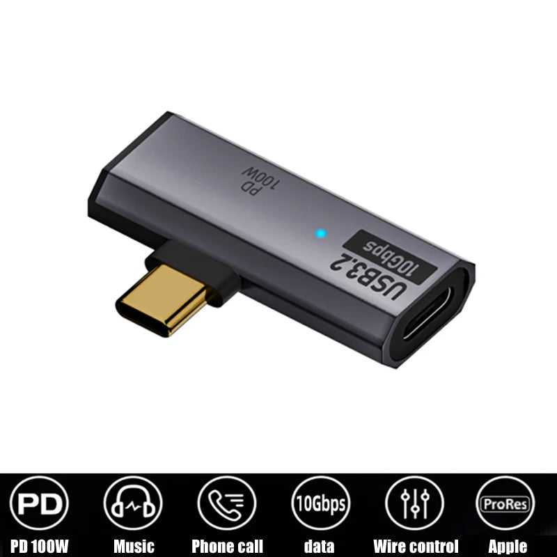 Adaptador Dual USB-C PD 100W + Audio Aux/Audífono + USB 3.2 10Gbps OTG para Mac/iPhone 15/16/Samsung S23U/S24U