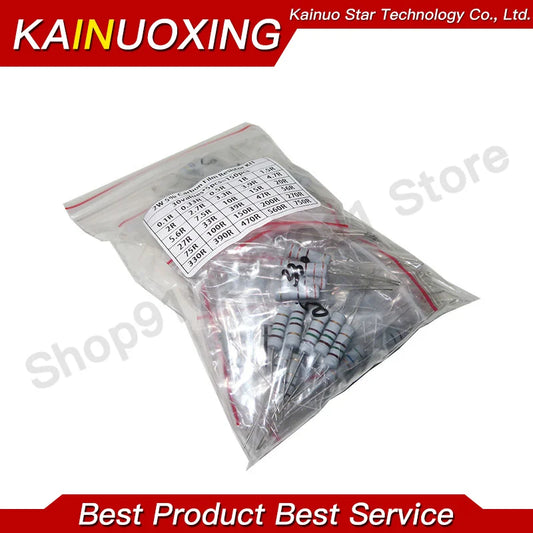 Kit Resistencia Película Carbono 5% (2W/3W/5W, 30 Valores x 5pcs = 150pcs, 0.1R-820K Ohm)