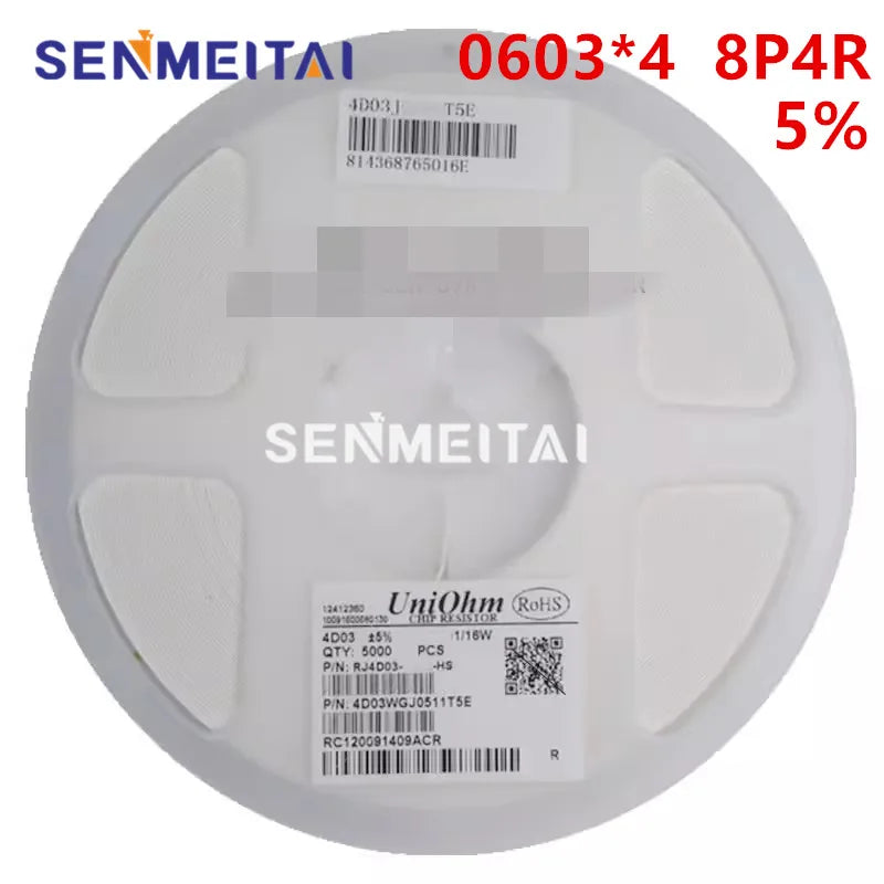 5000Pcs 0603*4 8P4R 5% 2*4P SMD Network Resistor Array 0ohm 1 10 100 ohm 1K 10K 100K 1M 101 102 103 104 105