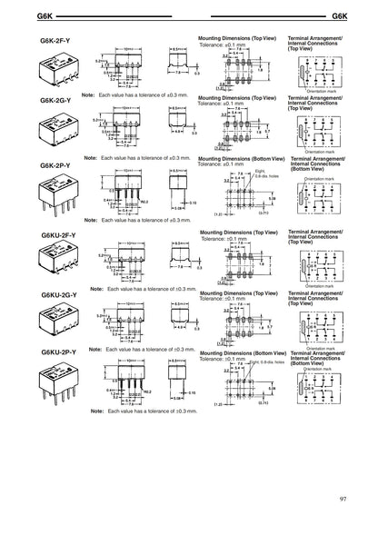 Relé Señal SMD G6K-2F-Y / G6K-2P-Y 8-Pin - Voltajes (3V/5V/12V/24V DC) 10x6.5x5mm - Lote 20 Piezas