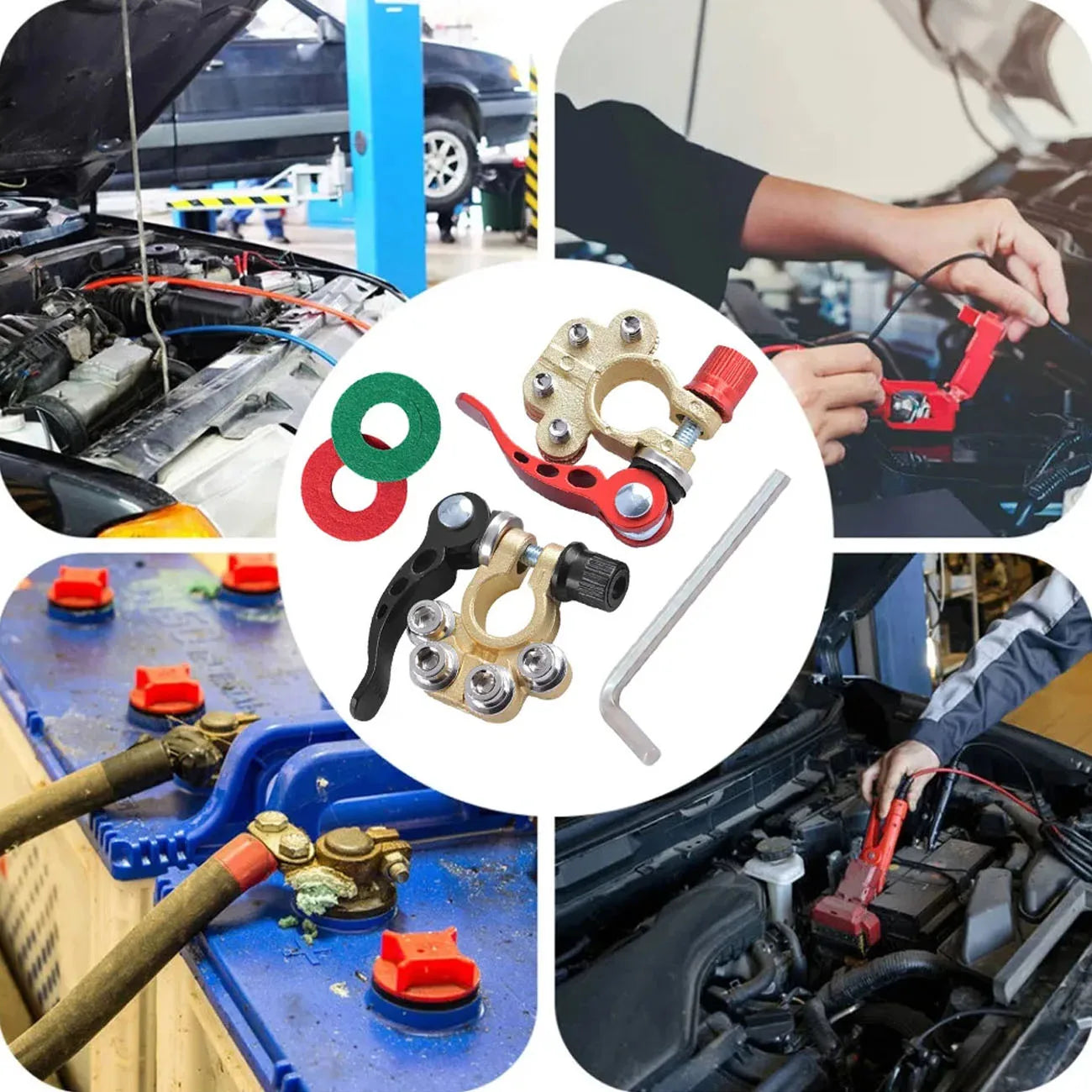 Conectores Terminal Batería Auto Liberación Rápida 12V/24V Positivo/Negativo Extremos Cable para Tipo SAE/JIS (2 Piezas)