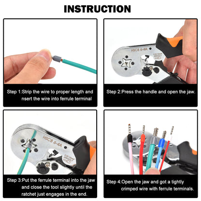 Kit Terminales Conectores Ferrules Cable Aislado AWG 22-7 (Punta Cordón) Surtido (1200 Piezas)