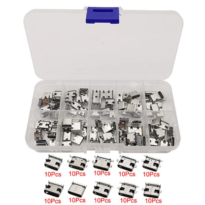 Conector Socket Carga USB Hembra Tipo C (6 Pines/16 Pines) para Soldadura PCB DIY Reparación Adaptador Jack (Caja 100 Unidades)