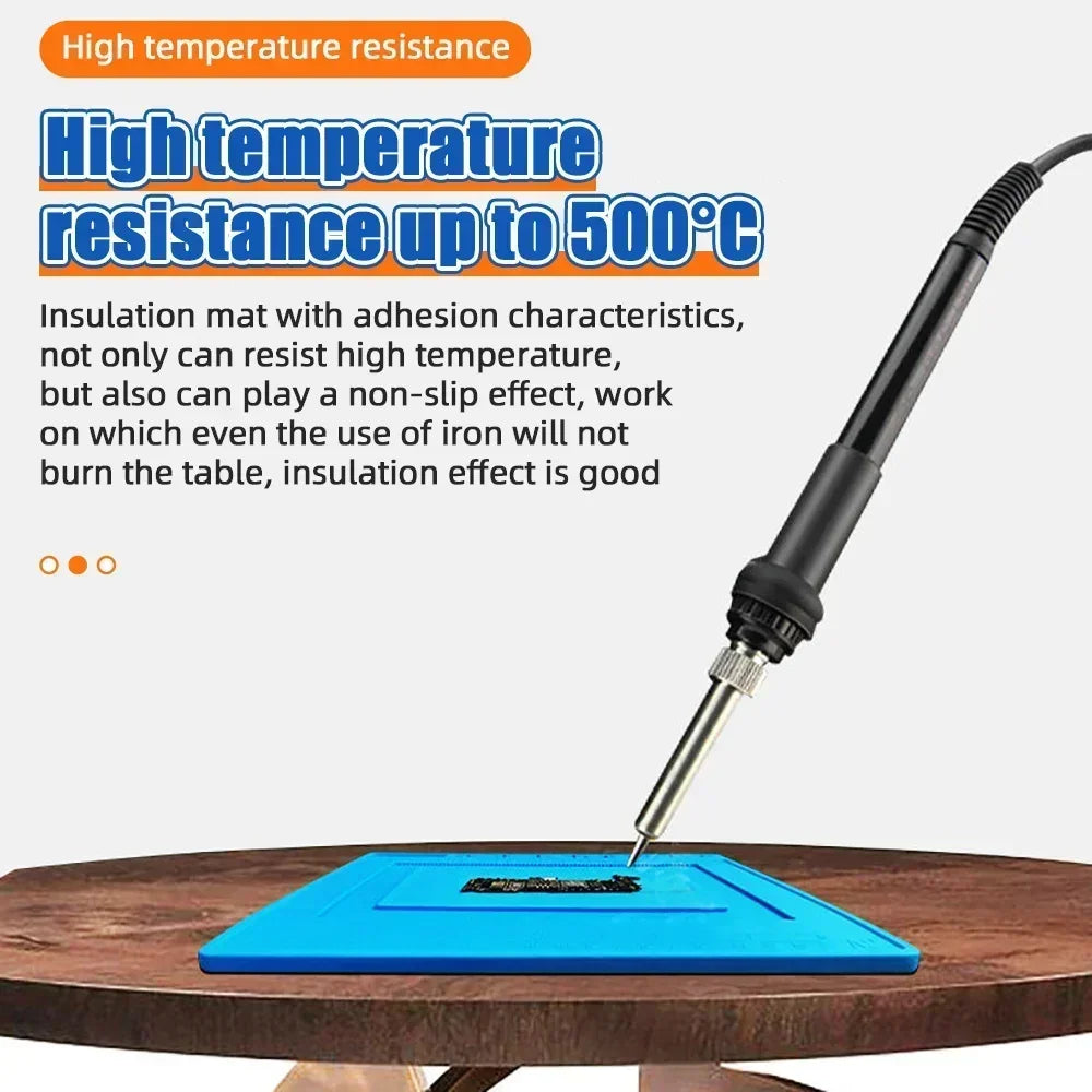 Alfombrilla Silicona ESD Aislante Térmica Resistente Calor para Soldadura Reparación Computadora/Teléfono (Kit Mantenimiento)