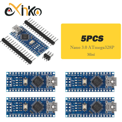 Placa Nano 3.0 (ATMEGA328P, 16MHz, CH340) con Bootloader (Puerto Mini/Tipo C/Micro USB) para Arduino (1-10 Unidades)