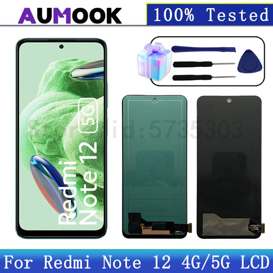 6.67" Tested AMOLED Display For Redmi Note 12 LCD Screen Digitizer For Redmi Note 12 4G 5G LCD Display 22111317G 23028RA60L LCD