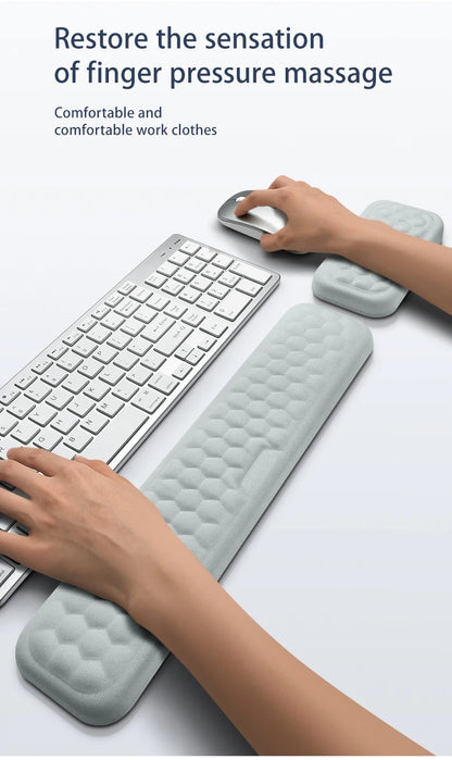 Reposamuñecas Ergonómico Espuma Memoria para Teclado y Mouse Pad (Protección Oficina/Tipeo) Computadora/Notebook