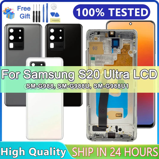 TFT S20 Ultra LCD con marco para Samsung S20 Ultra 5G LCD G988 G988B SM-G988U pantalla táctil digitalizador reemplazo