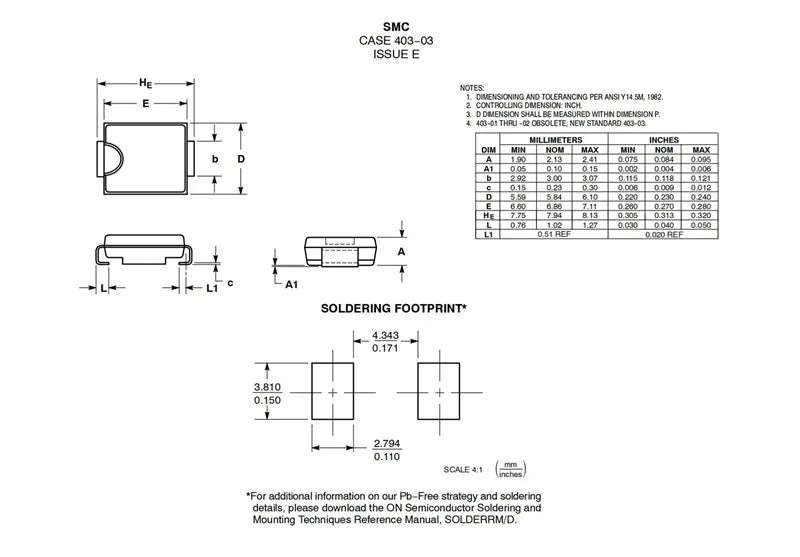 Diodo Rectificador Schottky Potencia MBRS540T3G (B540) SMD SMC 5A 40V - Lote 10 Piezas