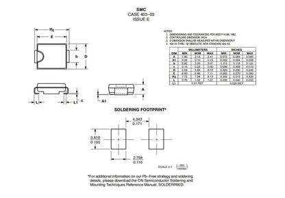 Diodo Rectificador Schottky Potencia MBRS540T3G (B540) SMD SMC 5A 40V - Lote 10 Piezas