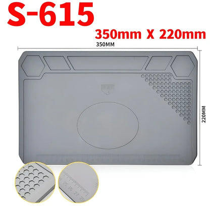 Alfombrilla Silicona ESD Aislante Térmica Resistente Calor para Soldadura Reparación Computadora/Teléfono (Kit Mantenimiento)