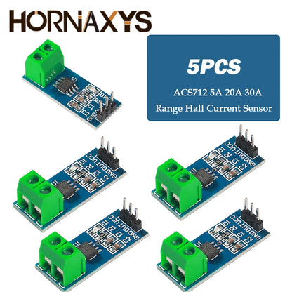 Módulo Sensor Corriente Hall ACS712 (Rango 5A/20A/30A) para Arduino DIY Kit Electrónico (5/10 Unidades)