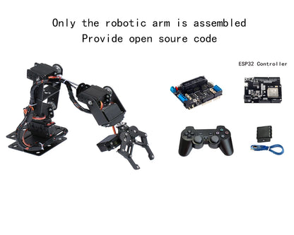 Kit Brazo Robot Mecánico Aleación Metálica 6-DOF (360°, para MG996R) Arduino Robótica Educacional Programable PS2