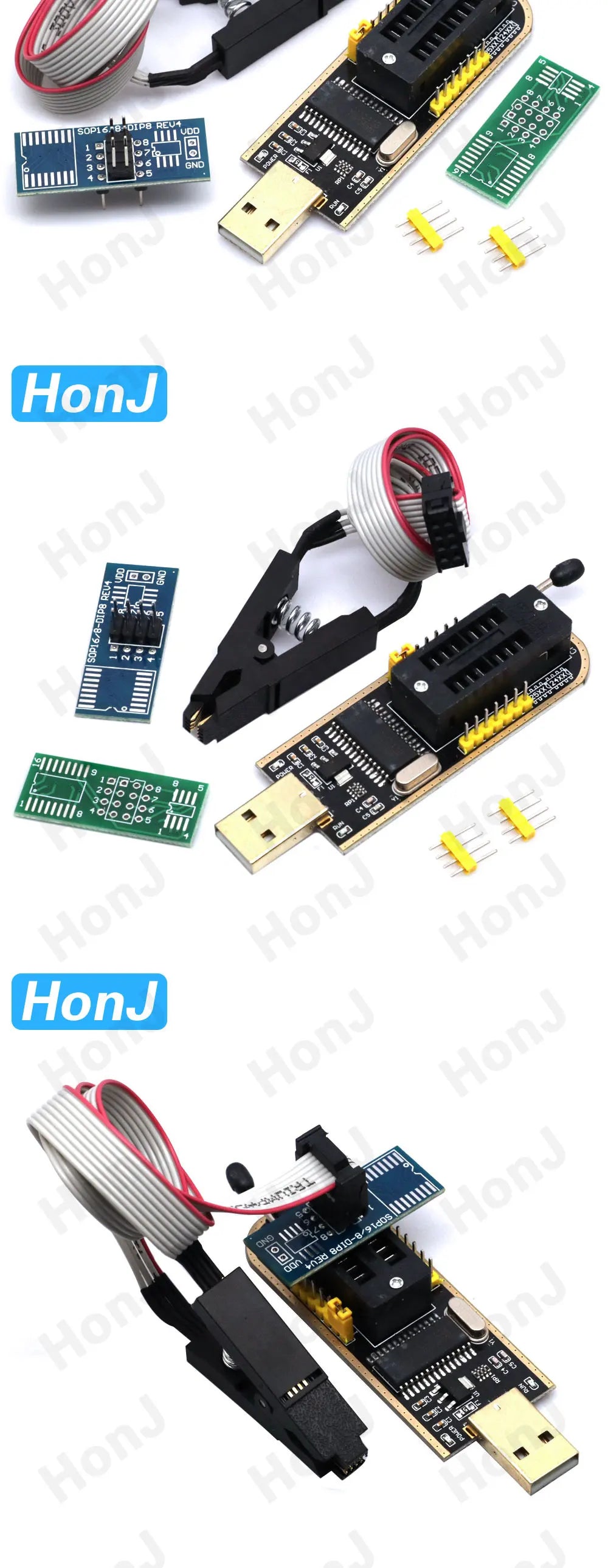 Kit Programador USB CH341A 24/25 Series EEPROM Flash BIOS + Clip Test SOIC8/SOP8 (Variante 2)