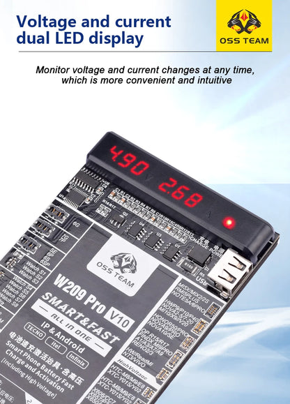 W209 Pro 2 IN 1 Battery Activation board for iPhone 6- 16Pro 16plus 16pro max Samsung Xiaomi Circuit Board Charging Tester