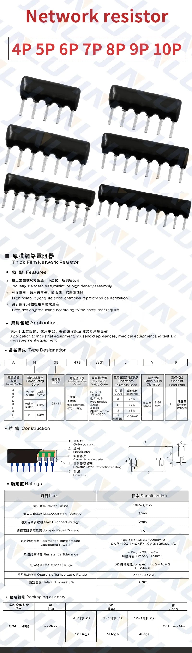 10pcs 9PIN 8PIN 7PIN 6PIN 5PIN exclusion Network Resistor array DIP 100 220 470 680 1K 1.2K 1.5K 2K 2.2K 4.7K 5.1K 10K 100K ohm