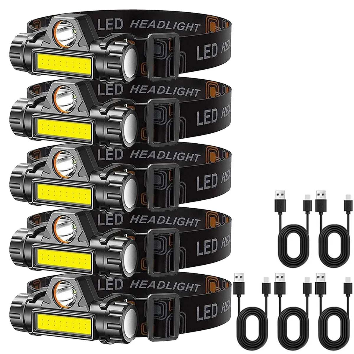 Linterna Frontal LED COB Recargable Magnética Potente Impermeable para Pesca Exterior (1-5 Unidades)