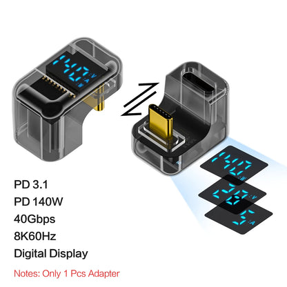 Adaptador USB-C Ángulo Recto 90°/Forma U (USB4 40Gbps, PD 140W, 8K@60Hz) para Thunderbolt 3/4