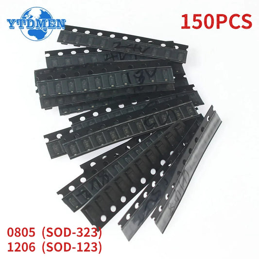 Kit Surtido Diodos Zener SMD (SOD-123/0805, SOD-323, 15 Valores: 3.3V-15V) - Pack 150 Piezas