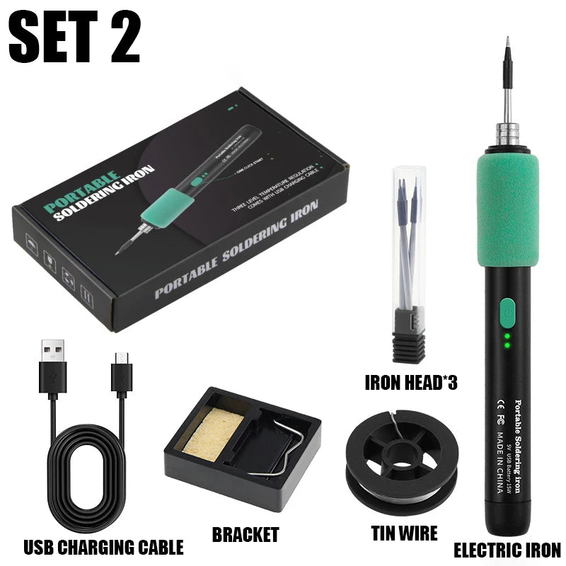 Mini Cautín Inalámbrico USB 15W Recargable (Interfaz Tipo C) Portátil Herramienta Soldadura Reparación