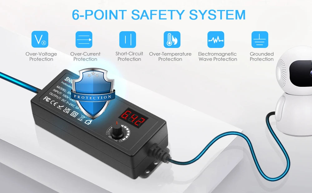 Fuente Poder Ajustable 72W (DC 3V-24V Variable) Adaptador Universal AC/DC Switching (100-240V)