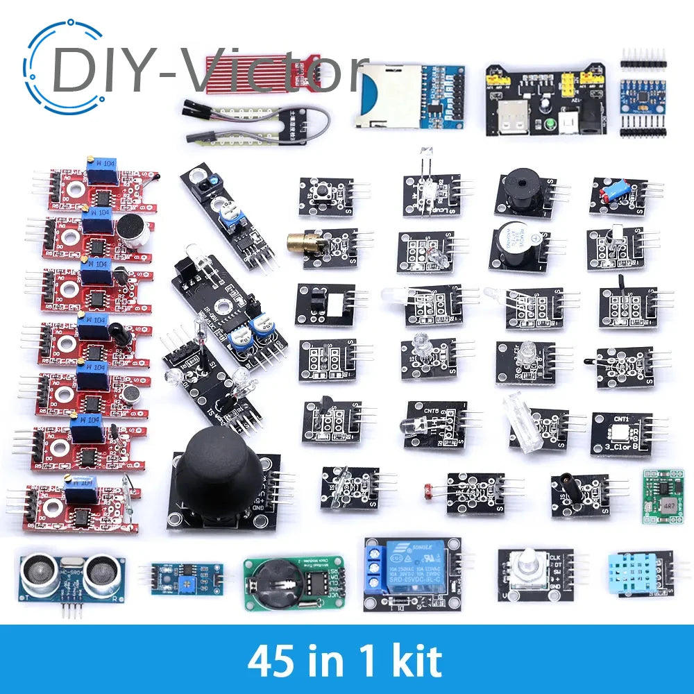 Kit Inicio Módulos Sensores (45 en 1) para Arduino UNO R3/MEGA2560 (Superior a Kit 37 en 1)