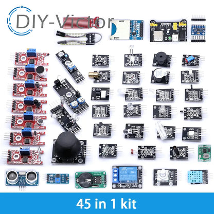 Kit Inicio Módulos Sensores (45 en 1) para Arduino UNO R3/MEGA2560 (Superior a Kit 37 en 1)