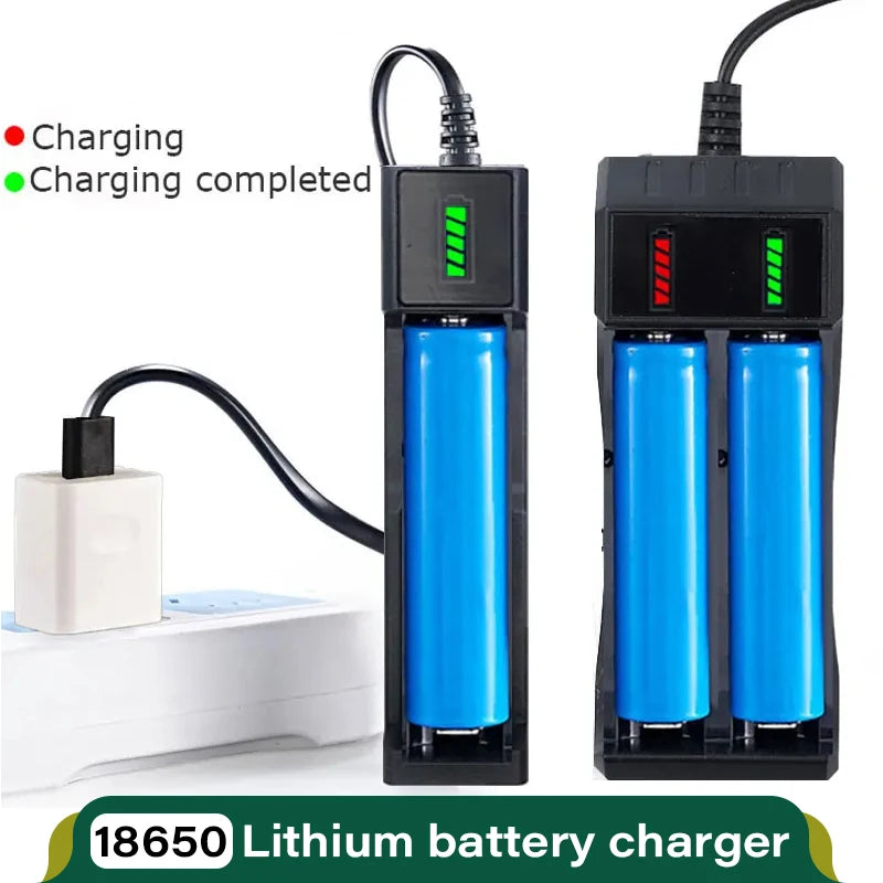 Cargador USB Baterías Litio Recargables 18650 (1/2/4 Ranuras, 3.7V) para 16340/14500/18650
