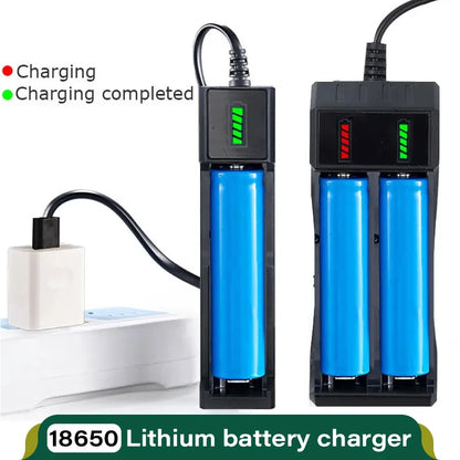 Cargador USB Baterías Litio Recargables 18650 (1/2/4 Ranuras, 3.7V) para 16340/14500/18650