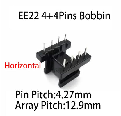 Núcleo Ferrita EE22/EI22 PC40 con Bobina Vertical/Horizontal (8/10 Pines)