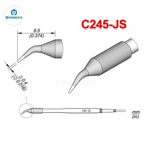 Puntas Cautín Soldador PHONEFIX Serie C245/C470 para Estación JBC / Mango Universal T245/T470 (Reparación PCB/IC)