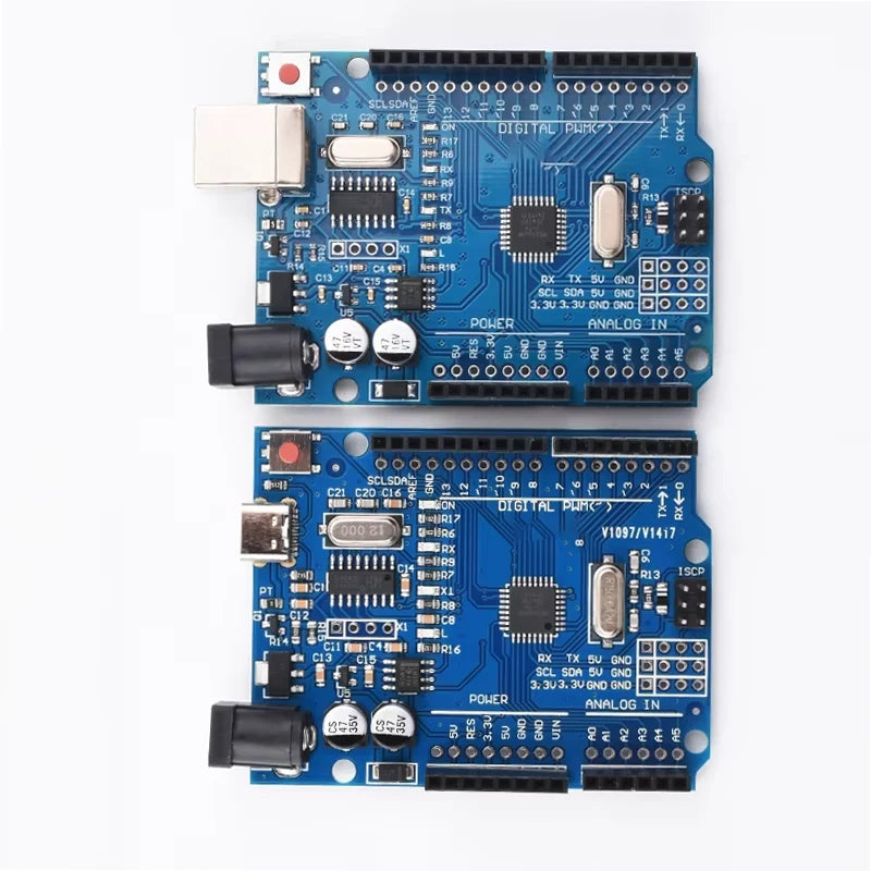 Placa Desarrollo UNO R3 (ATMEGA328P, CH340/ATEGA16U2) compatible Arduino con Cable + Placa Expansión Proto Shield R3/R4