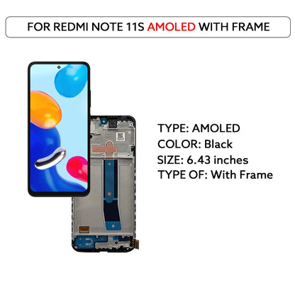 AMOLED LCD Display For Xiaomi Redmi Note 11 11S Touch Screen Digitizer Panel Assembly 2201117TG 2201117SG Screen Display Replace