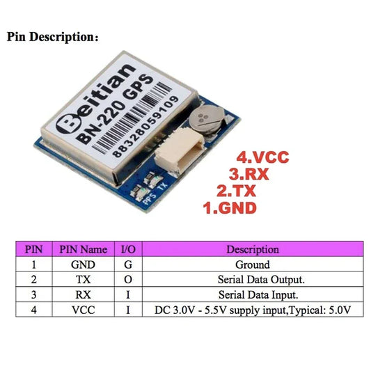 Módulo GPS Beitian BN-180 / BN-220 / BN-280 / BN-880 (GLONASS) con Antena para Controladora Vuelo Pixhawk